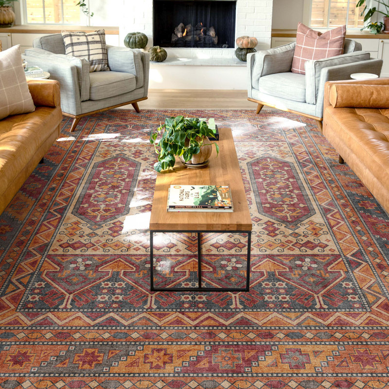 Tapis tissé à plat multicolore Kehr Praha, Rectangle 7 pi 7 po x 9 pi 10 po