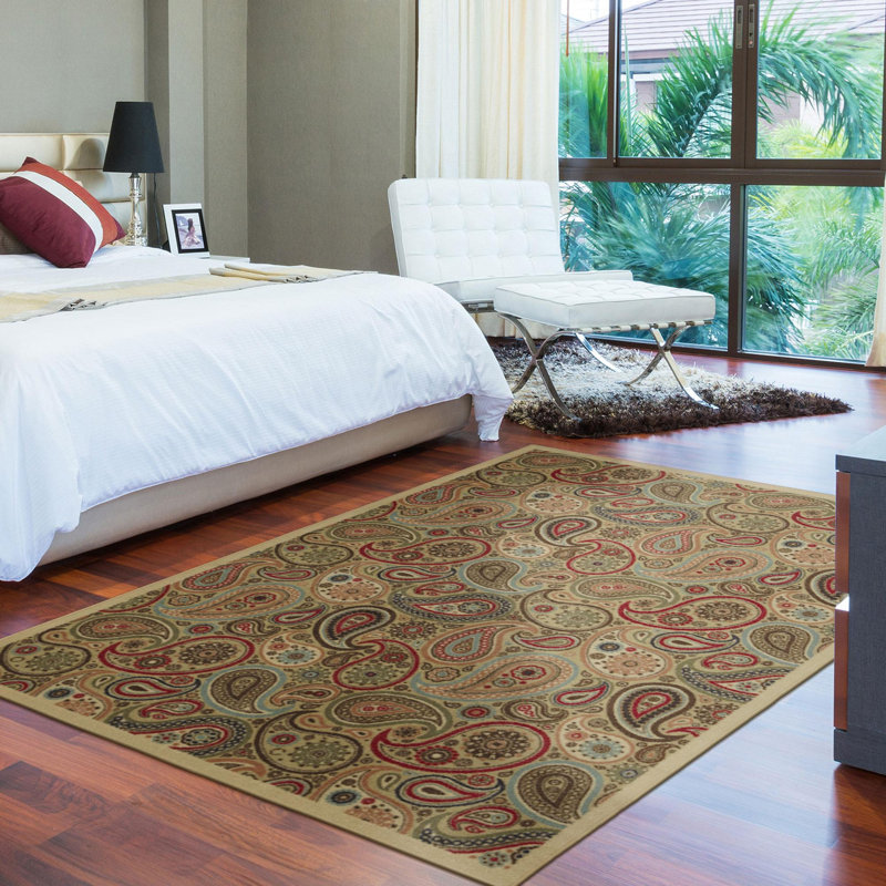 Non-Slip Paisley Area Rug For Living Room, Hallway Runner, Entryway Rug, 5' x 6'6"