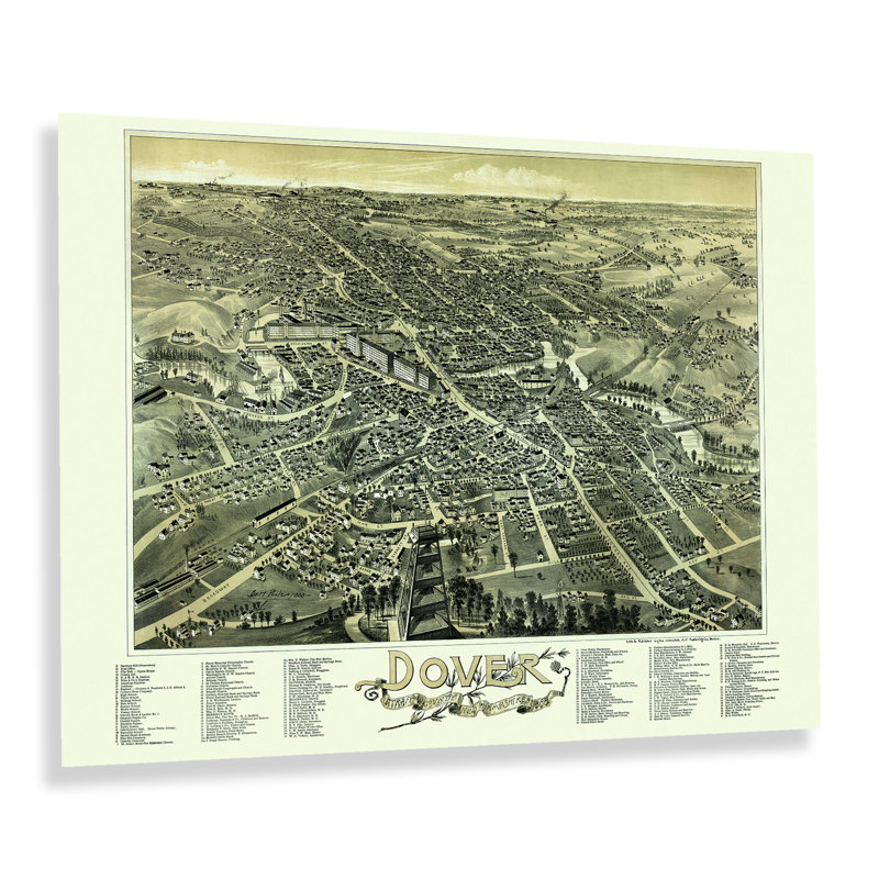 «1888 Dover Stafford County New Hampshire Map Wall Art» sur papier, H 18 po x l 24 po
