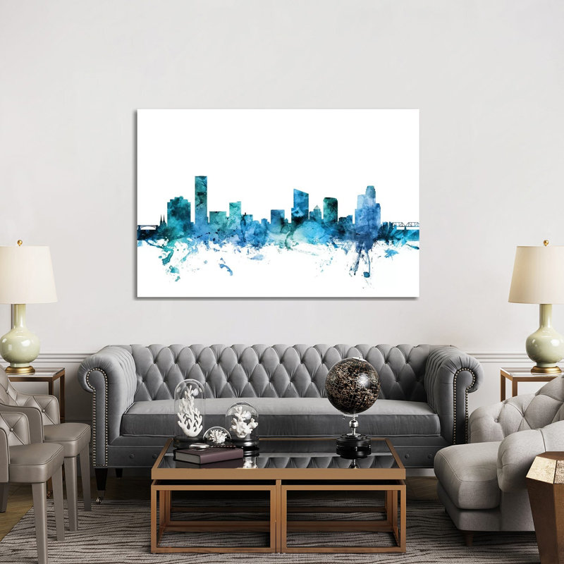 Grand Rapids, Michigan Skyline by Michael Tompsett - 1 Piece Wrapped Canvas Wall Art, 152.5 cm H x 101.5 cm W