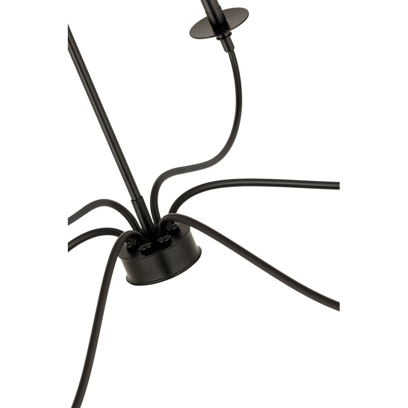 Lustre traditionnel / classique à 6 lumières de style bougie Ajmer, Noir mat, H 29 po x l 63 po x P 63 po