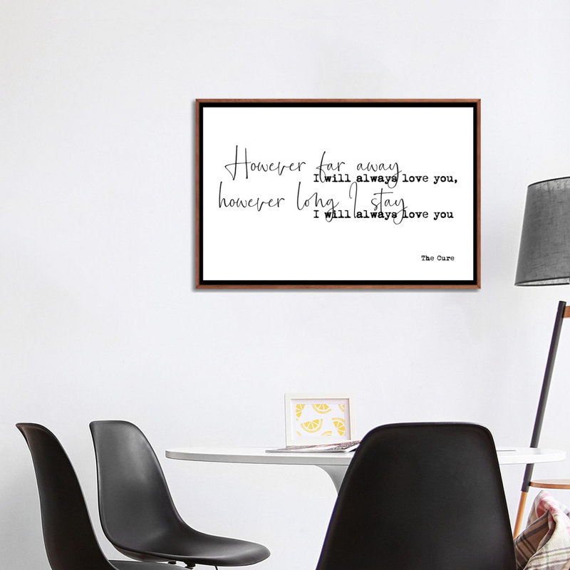 « Love Song »-impression d’art textuel, Pas de tapis, H 26 po x l 40 po x 1,5 po, Toile classique avec cadre brun