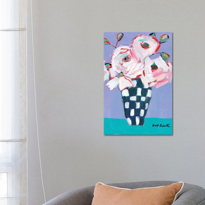 Bouquet On Cornflower And Jade by Kait Roberts - Wrapped Canvas Gallery-Wrapped Canvas Giclée