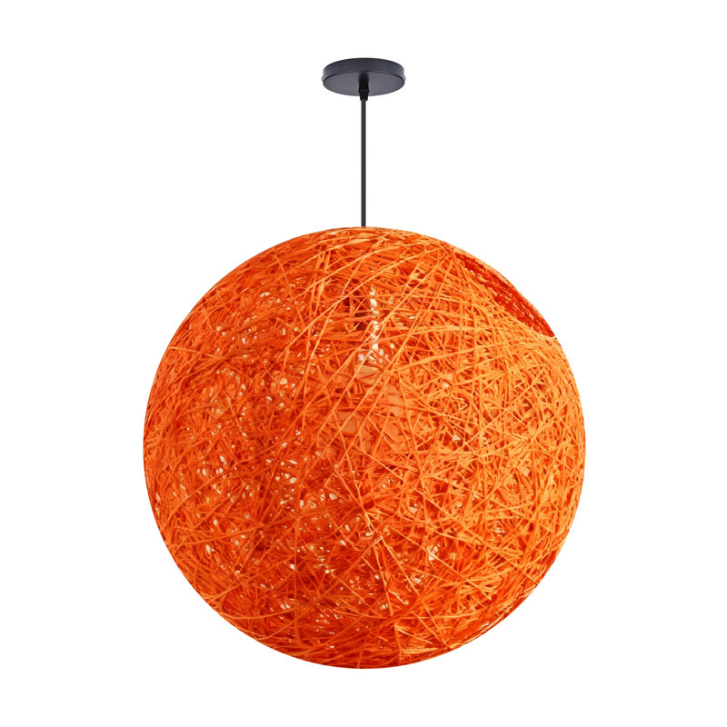 Luminaire suspendu sphère 1 lumière blanc, H 11,81 po x l 11,81 po x P 11,81 po, Orange