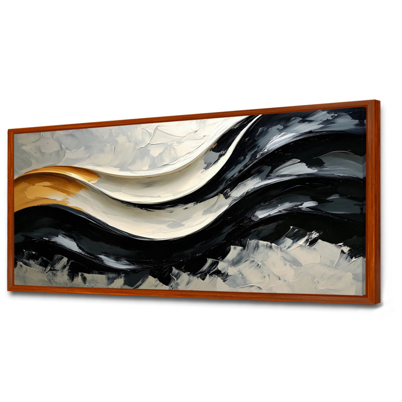 Okko - Abstract Wall Art, Brun, H 28 po x l 60 po, Cadre flottant
