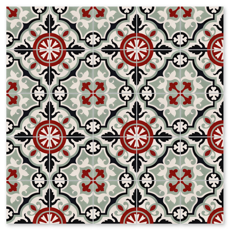Carreau de plancher et de ciment à motif ciment 8 po x 8 po, Floraison