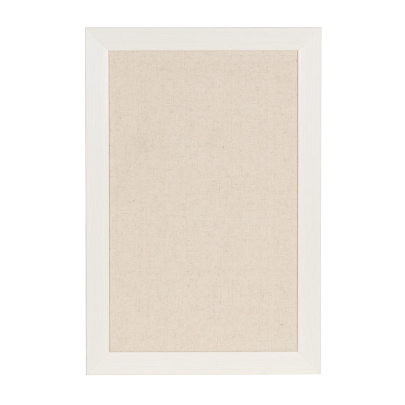 Brucie Fabric Corkboard / Bulletin Board, 27" H x 18" W x 1" D, White