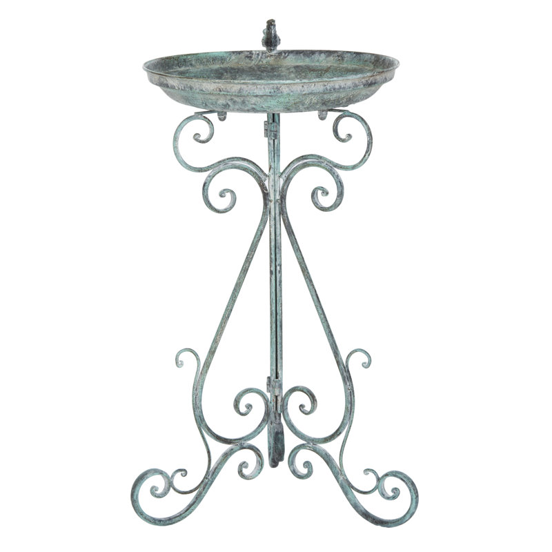 Ashlan Bird Bath, Antique Dark Green