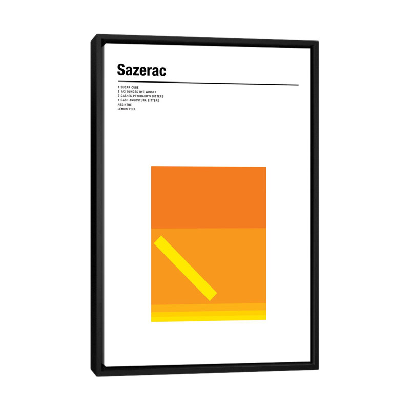 « sazerac », impression sur toile, H 26 po x l 18 po x P 1,5 po, Toile avec cadre noir, Pas de tapis