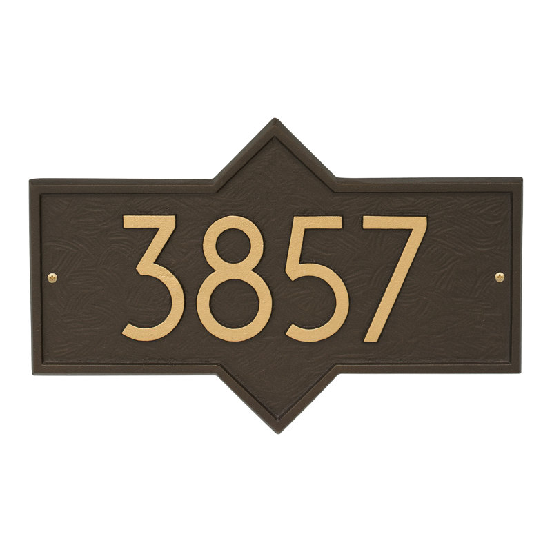 Plaque d'adresse murale personnalisée 1 ligne Hampton, Bronze vieilli, Oui