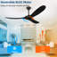 Ventilateur de plafond 60 pouces noir uni - aucune lumière incluse, conception contemporaine à 3 pales avec moteur réversible silencieux-1109283313-1115238636