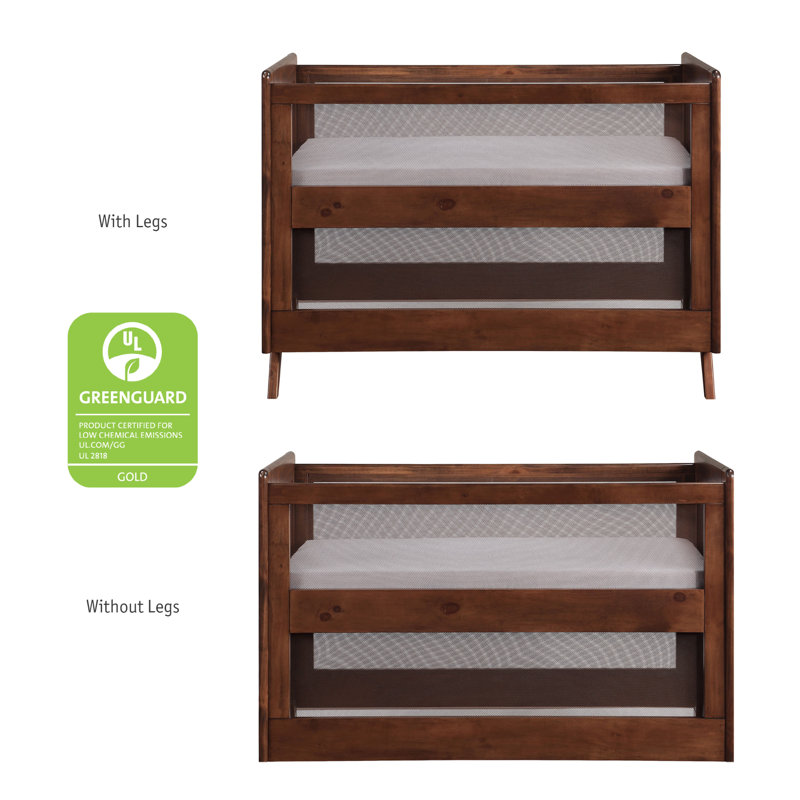 BreathableBaby Breathable Mesh 3-in-1 Convertible Crib, Greenguard Gold Certified, Walnut