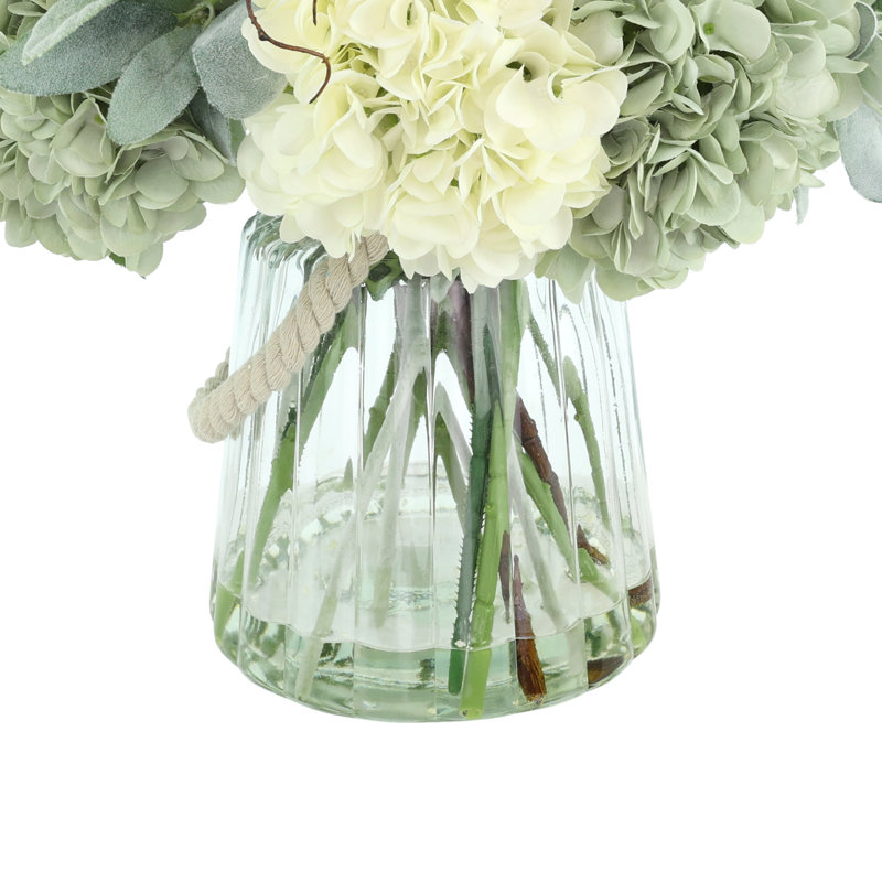 Hydrangea and Lilac Mixed Floral Arrangement in Vase