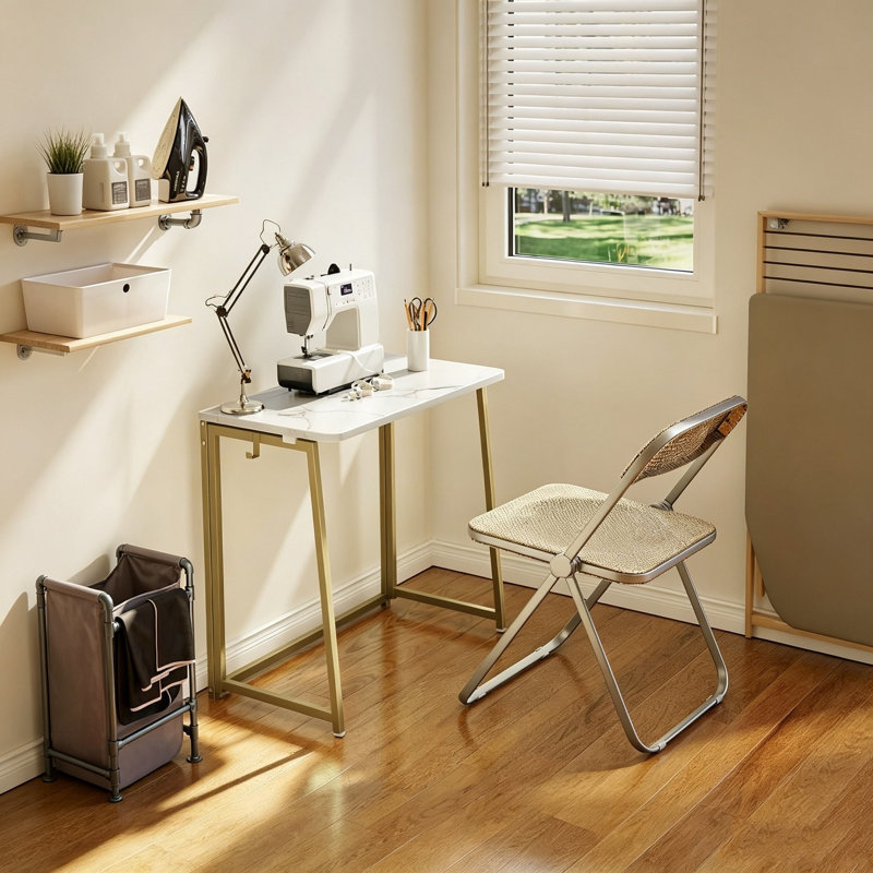 Faux Marble Steel Computer Desk