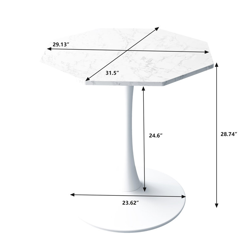 Sophisticated Octagonal Coffee Table With Sturdy Base For Various Rooms, White Marble