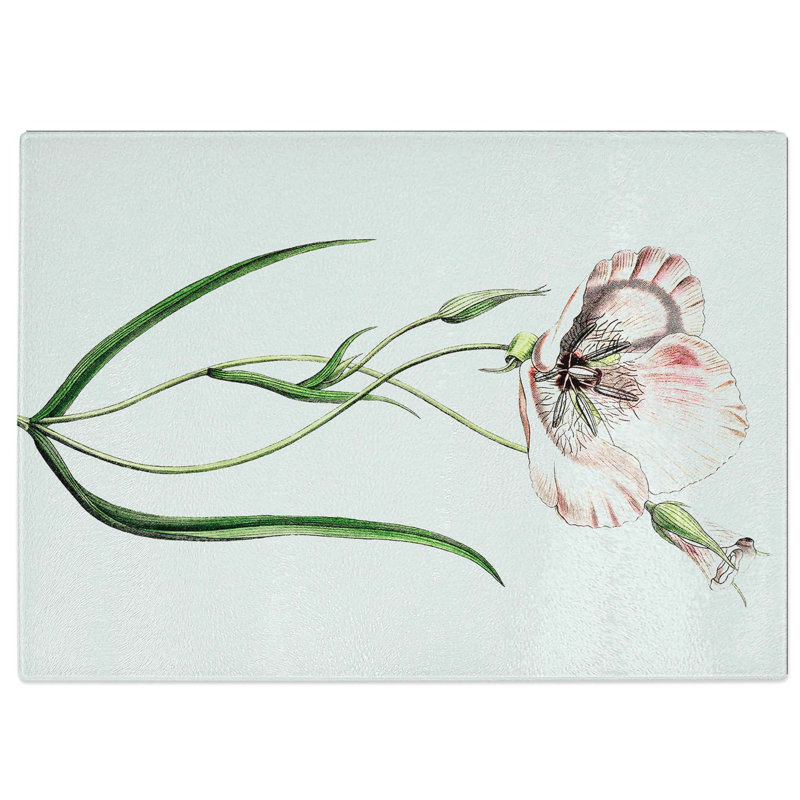 Tempered Glass Mariposa Lily Flowers Chopping Board, 28.5 cm W x 20 cm L