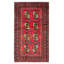 Tapis rouge en laine noué à la main de conception unique 3 pi 8 po x 7 pi 0 po Teimani
