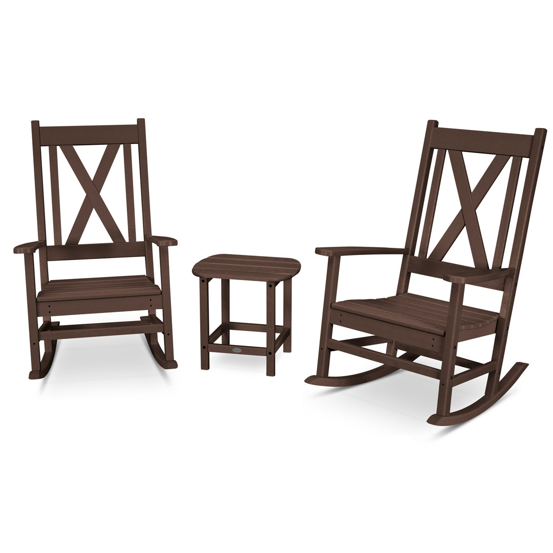 POLYWOOD Braxton 3-Piece Porch Rocking Chair Set POLYWOOD® Frame 