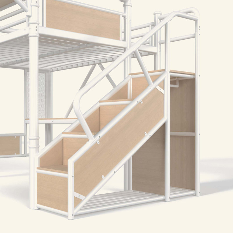 Lit mezzanine Industrial, Double, Blanc