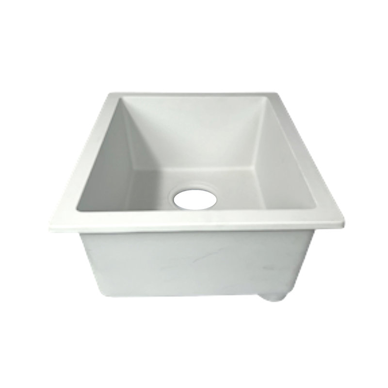 15'' L Single Basin Kitchen Sink, Matte White