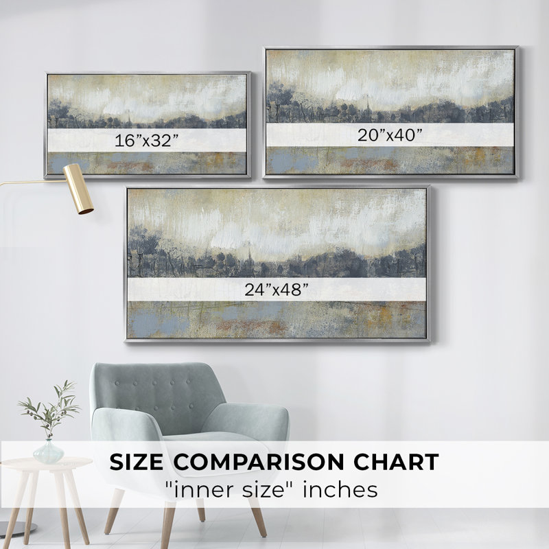 «Cool Grey Horizon I», toile tendue avec châssis encadré, prête à être accrochée