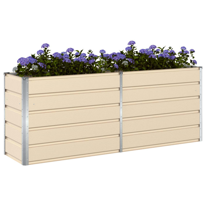 Planter Galvanised Steel, 77cm H x 195cm W x 100cm D, Ivory