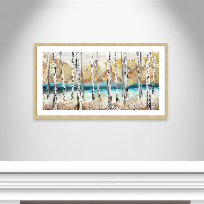Trees III - Peinture encadrée, Encadrement champagne, H 46 po x l 46 po x P 2 po
