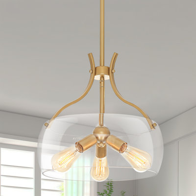 1-light 15.74" Dimmable Industrial Pendant Light With Clear Glass Shade