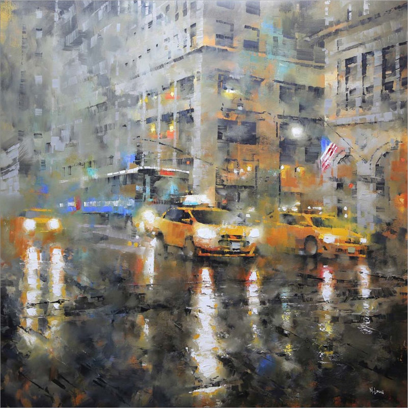 «Manhattan Orange Rain» par Mark Lague, art mural encadré par Mark Lague