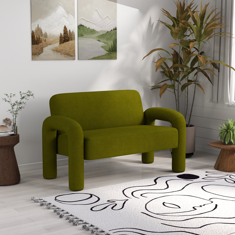 Iryanna Velvet 2-Seat Upholstered Loveseat, Green