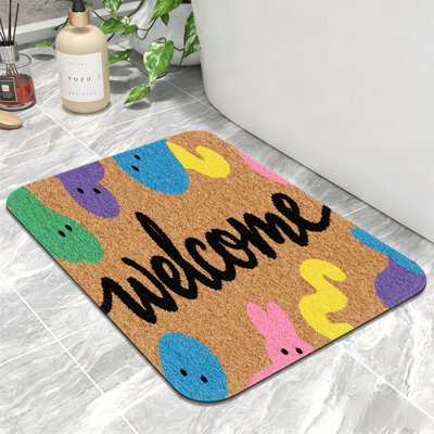 Tapis de bain antidérapant 24LX36W, lapins colorés, vestibule et salle de bain