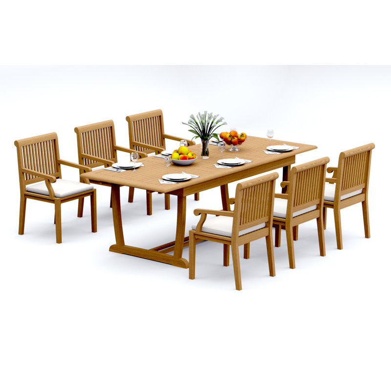 Sack Teak Wood Patio Dining Set with, 6