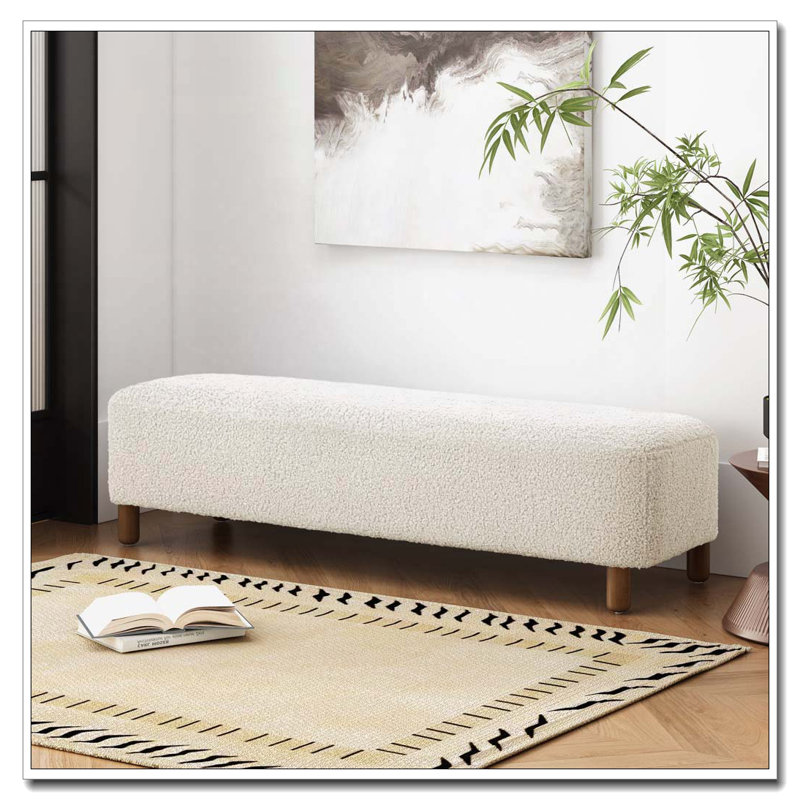 Banc rembourré Boucle, Blanc