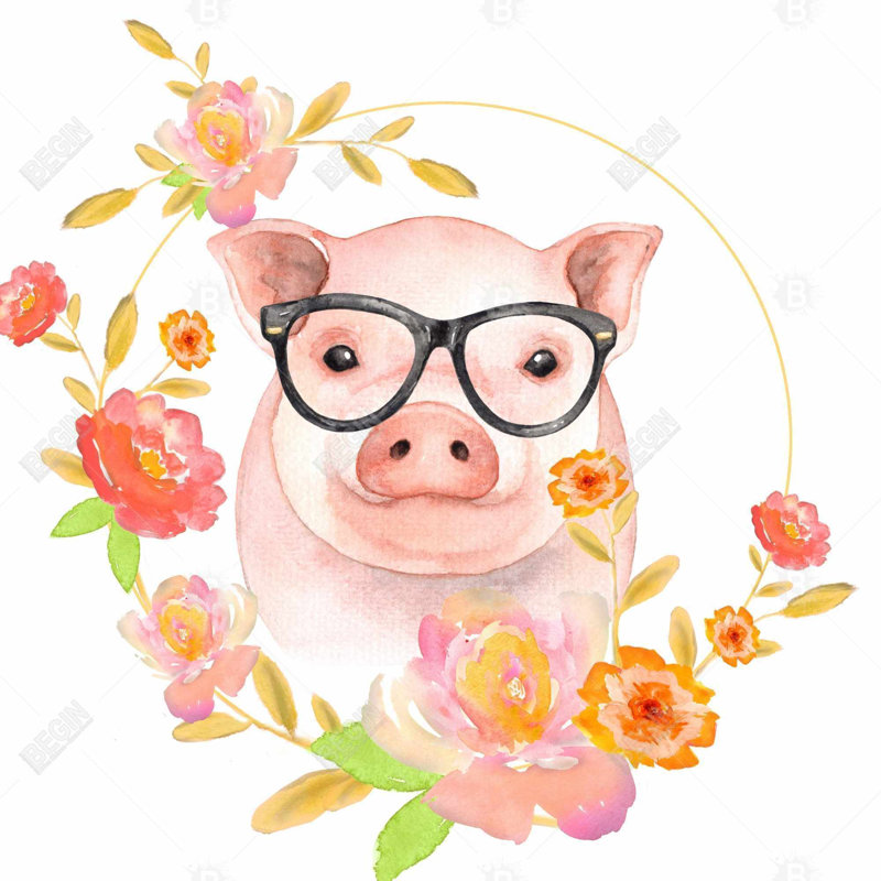 Happy little pig - 18"x18" Throw pillow cover - Poly twill - Print on demand, Pillow Cover Only - No Insert, 18" x 18"