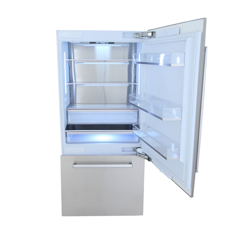 36 in. width 19.8 cu ft. Built-In Bottom Freezer Refrigerator in Custom Panel Ready, Counter Depth