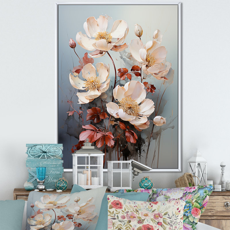 «Affulent Bouquet Of Lotus I» sur toile, H 32 po x l 24 po x P 1 po, Cadre flottant blanc