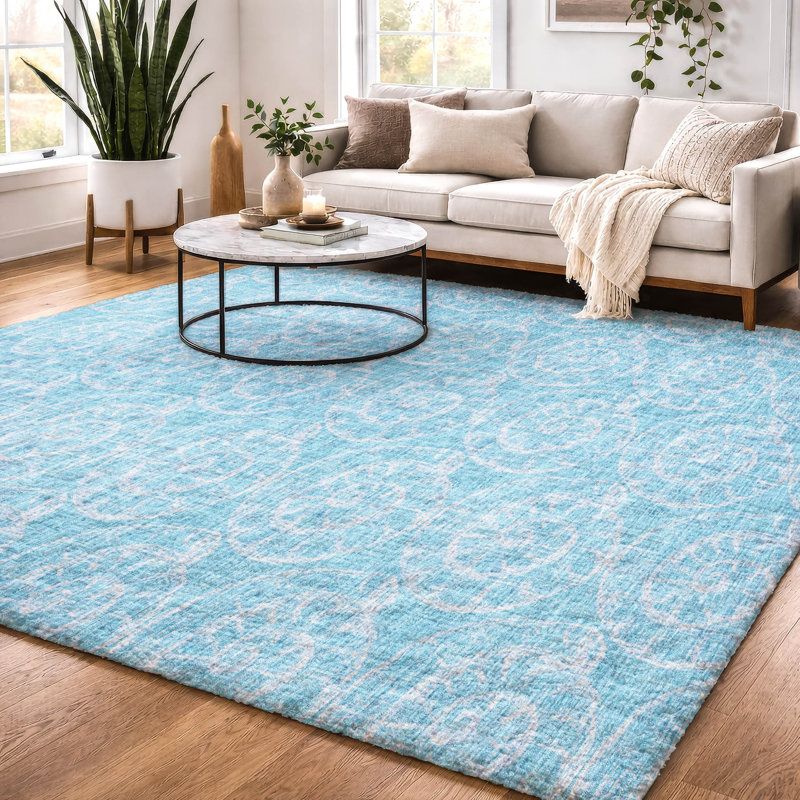 Premium Machine Washable Dream Shag ADS190 Nautilus Rug, Aqua, 5' x 7'6"