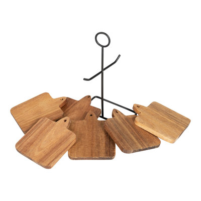 Wood Square 6 Piece Coaster Set