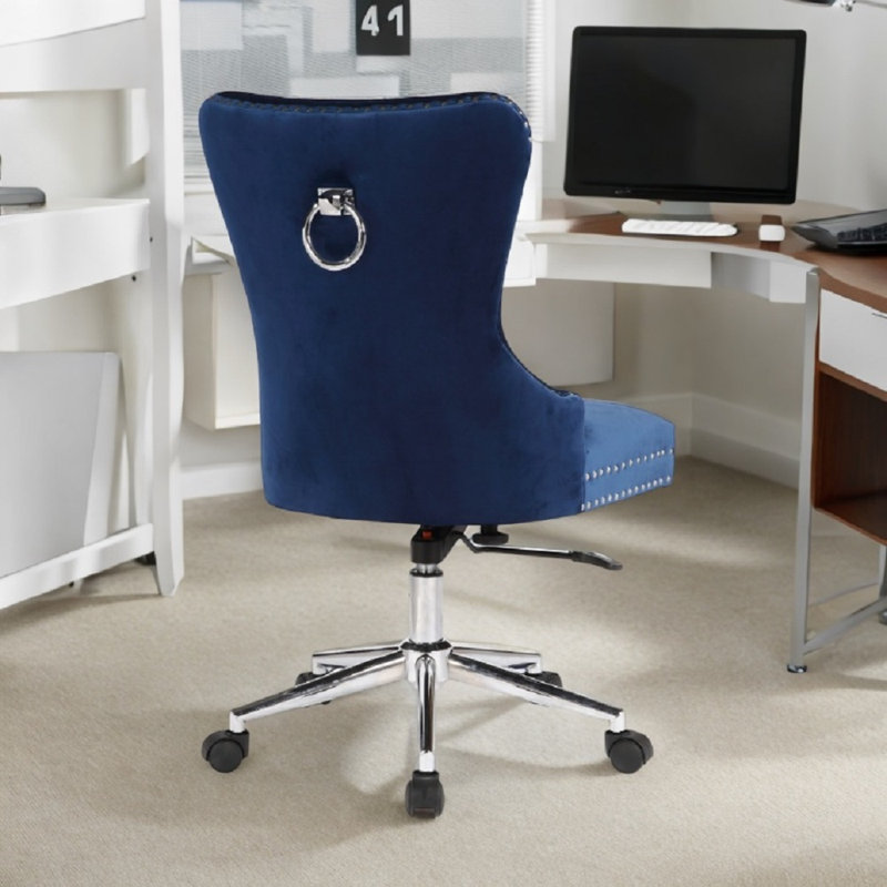 Engapnach Tuftet Velvet Office Chair, Blue