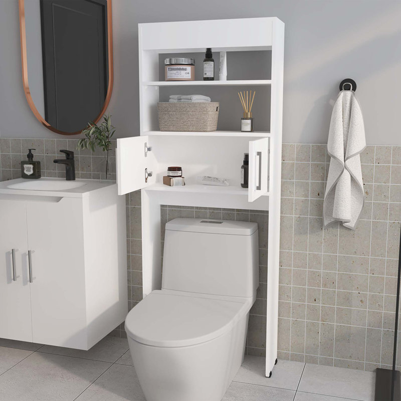 Armoire de rangement au-dessus de la toilette avec étagère ouverte