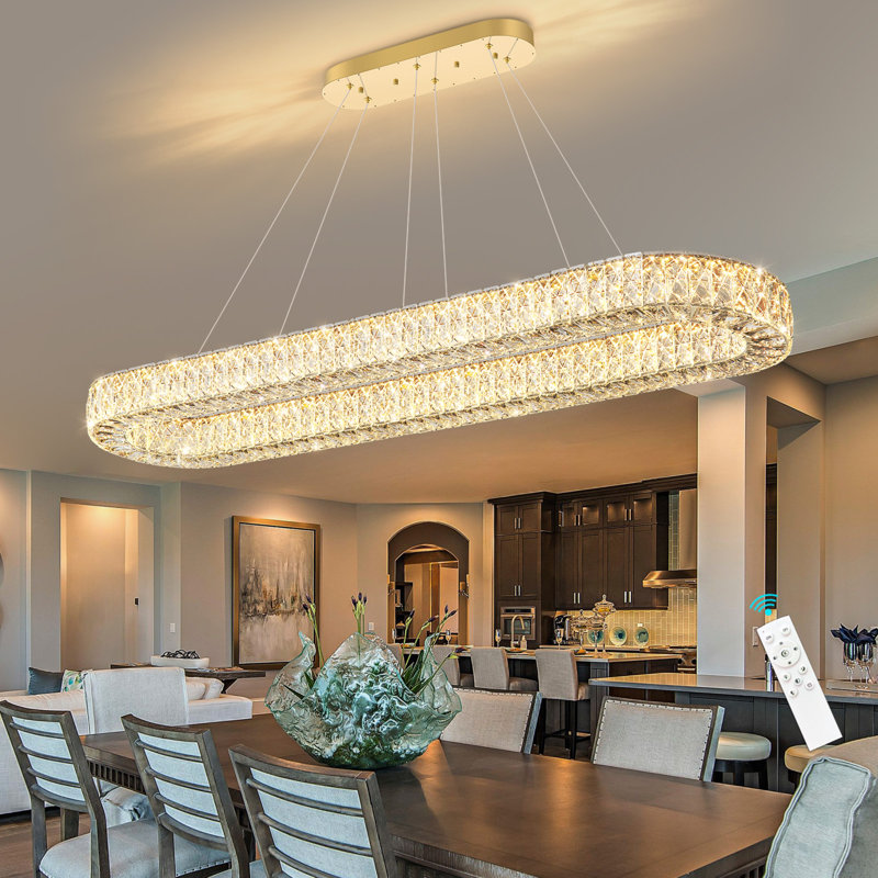Lustre moderne pour salle à manger, 59.1" Long, Gold