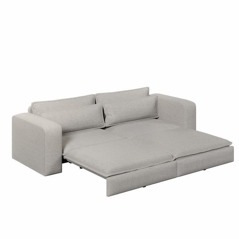 Canapé-lit King 93 pouces, polaire sherpa beige/blanche, Grey Sherpa