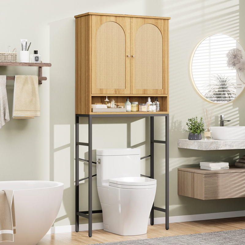 Over the Toilet Storage Cabinet Freestanding Storage Cabinet Over Toilet Space Saver for Restroom Laundry Bathroom, Natural