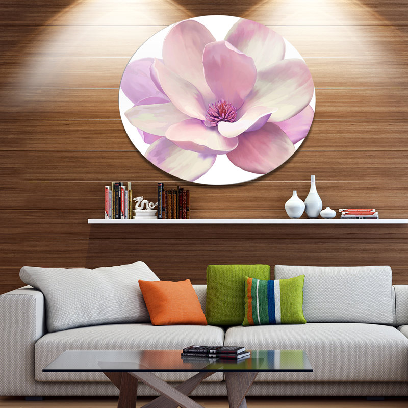 «Cute Light Pink Magnolia Flower», reproduction de peinture à l'huile sur métal, H 36 po x l 36 po