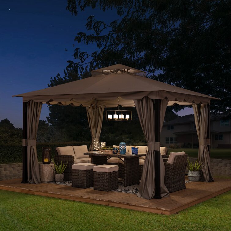 Sunjoy 11 ft. x 13 ft.Steel Gazebo with 2-tier Hip Roof & Reviews