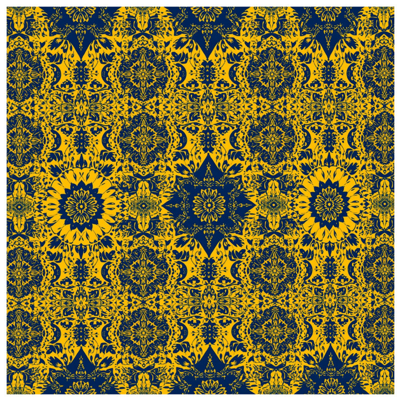 Yellow Blue Damask Quilted Bedspread All Sizes, Full / Double