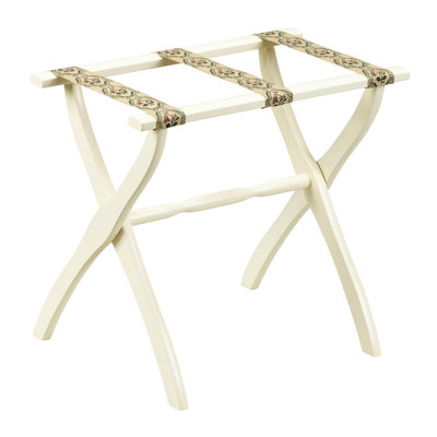 Folding Wood Luggage Rack with Embroidered Strap