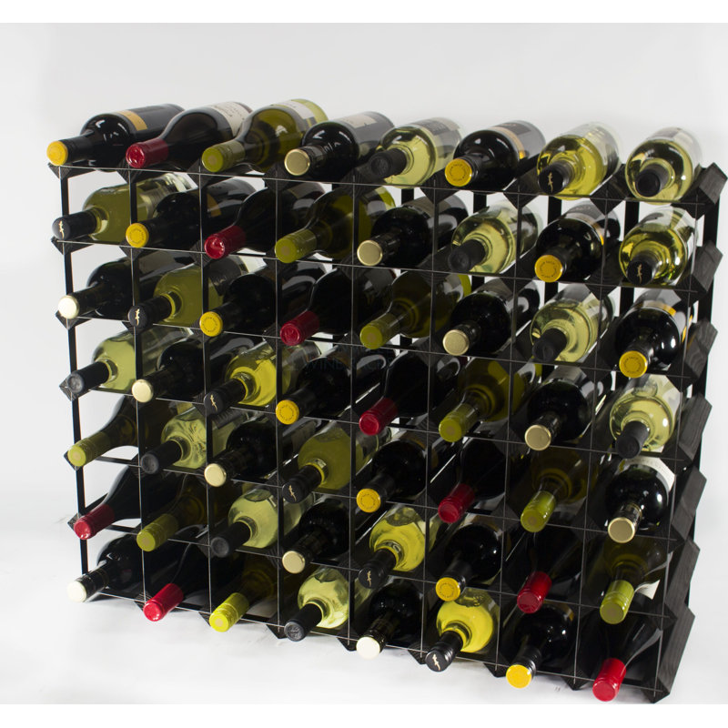 Liddle 56 Bottle Floor Wine Bottle Rack, Black Stained / Black Steel