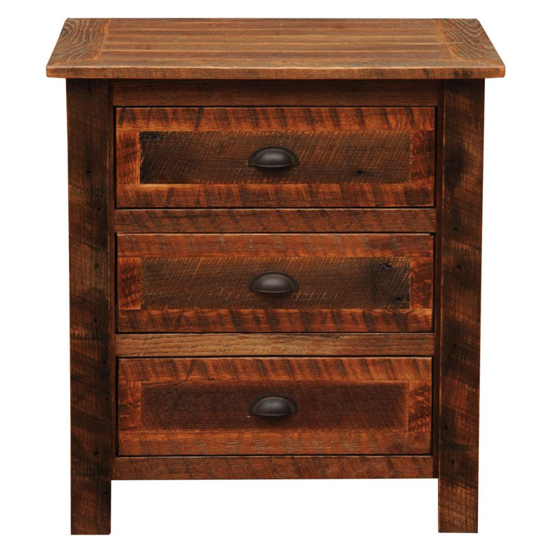 Fireside Lodge Barnwood XL Three Drawer Nightstand