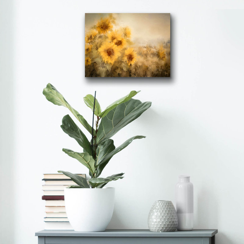 «Fall Sunflowers» par Ashley Bradley, art mural en verre acrylique, H 12 po x l 16 po x P 0,13 po